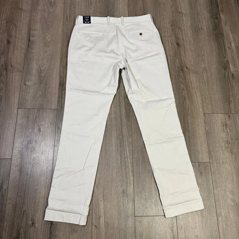 J.Crew Flex Athletic Slim-Fit Chino Pant Mens 34x34 Stone Stretch Button Zip fly